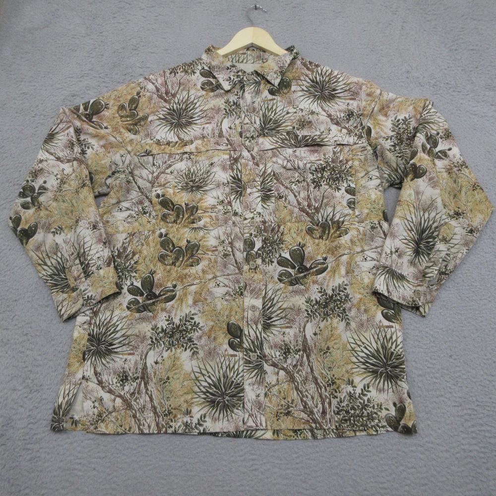 GameGuard Fishing Shirt Mens XL Tan Cactus Camo Gorpcore Tactical Outdoor Wear